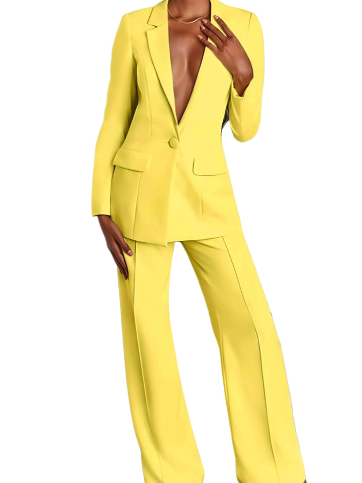 Elegant Dam Dress Set med Jacka och Vida Byxor