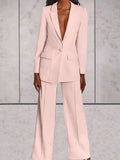 Elegant Dam Dress Set med Jacka och Vida Byxor