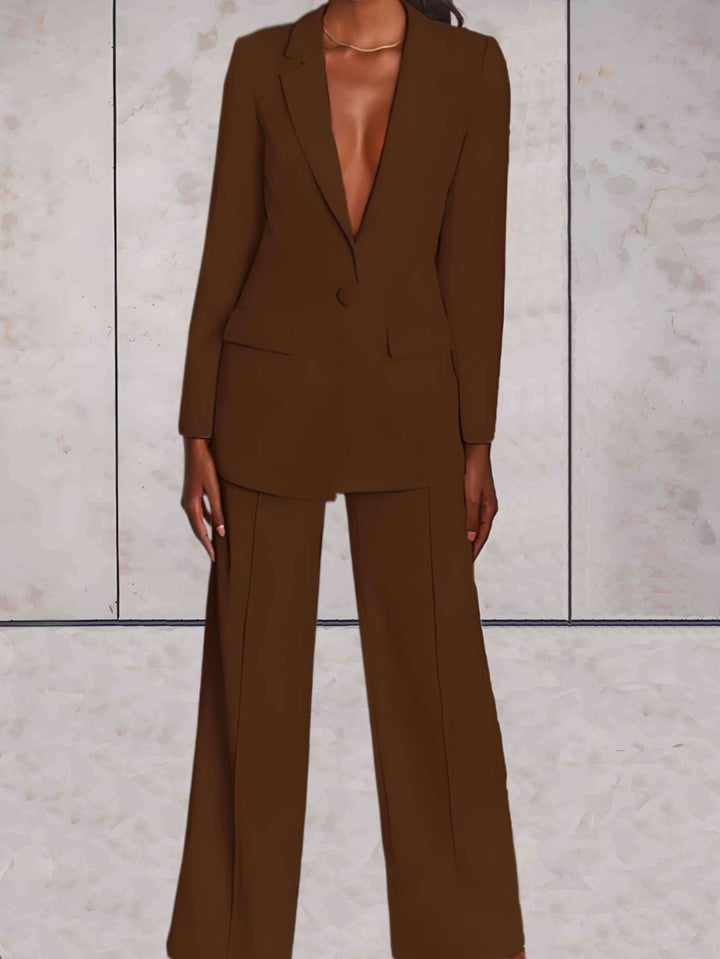 Elegant Dam Dress Set med Jacka och Vida Byxor
