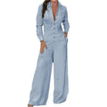 Dam Långärmad Jumpsuit med Krage – Elegant och Bekväm