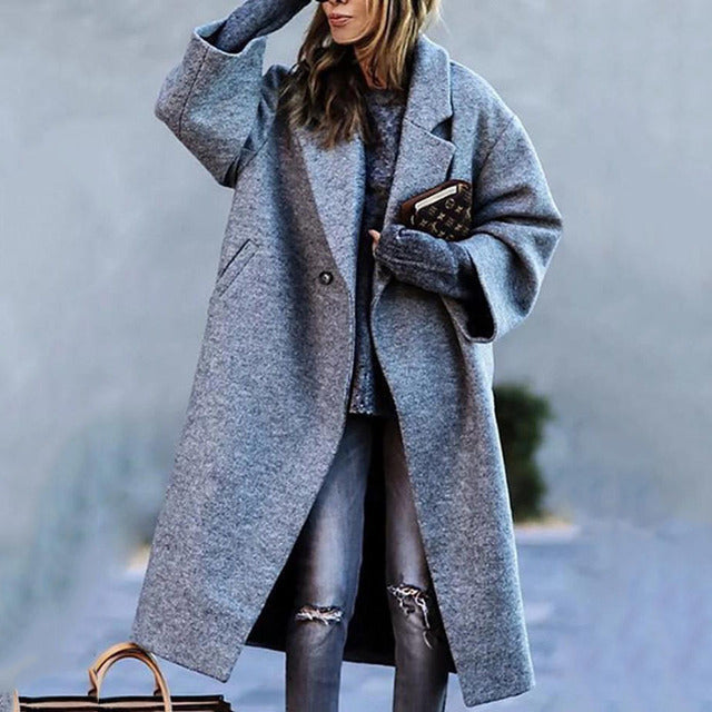 Dam Oversized Färgblokk Lång Vinterkåpe