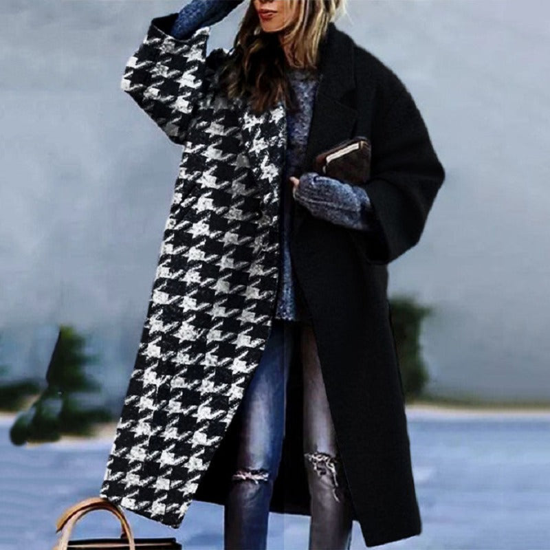 Dam Oversized Färgblokk Lång Vinterkåpe
