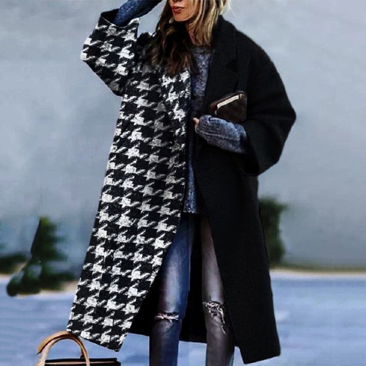 Dam Oversized Färgblokk Lång Vinterkåpe