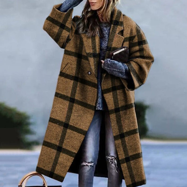 Dam Oversized Färgblokk Lång Vinterkåpe
