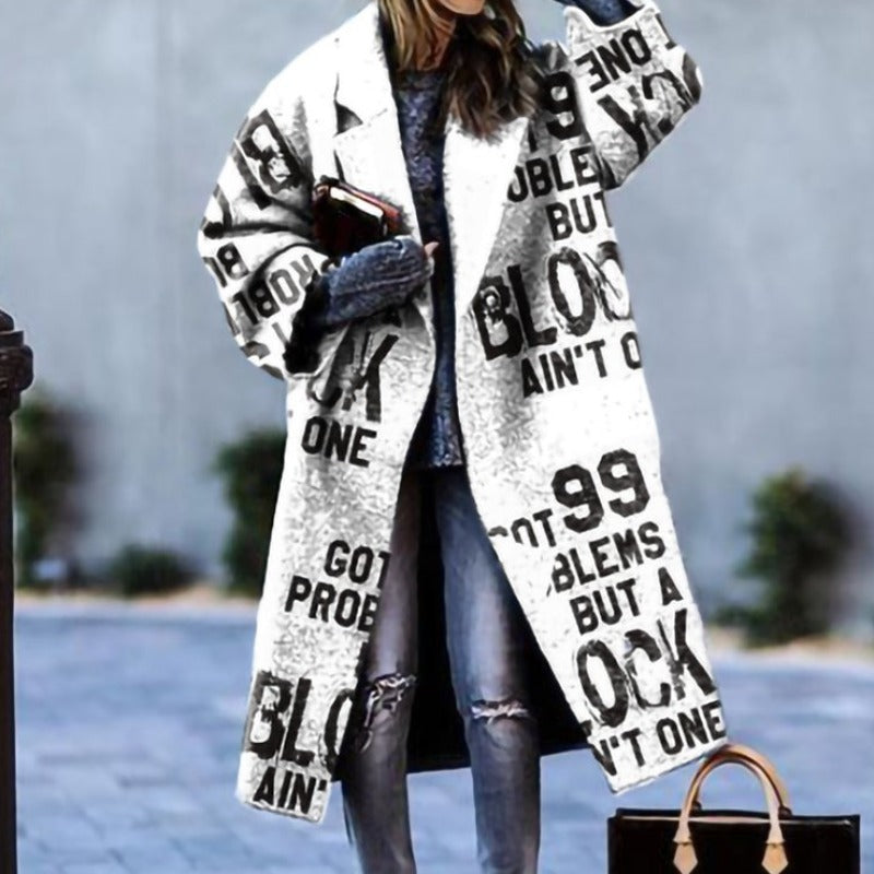 Dam Oversized Färgblokk Lång Vinterkåpe