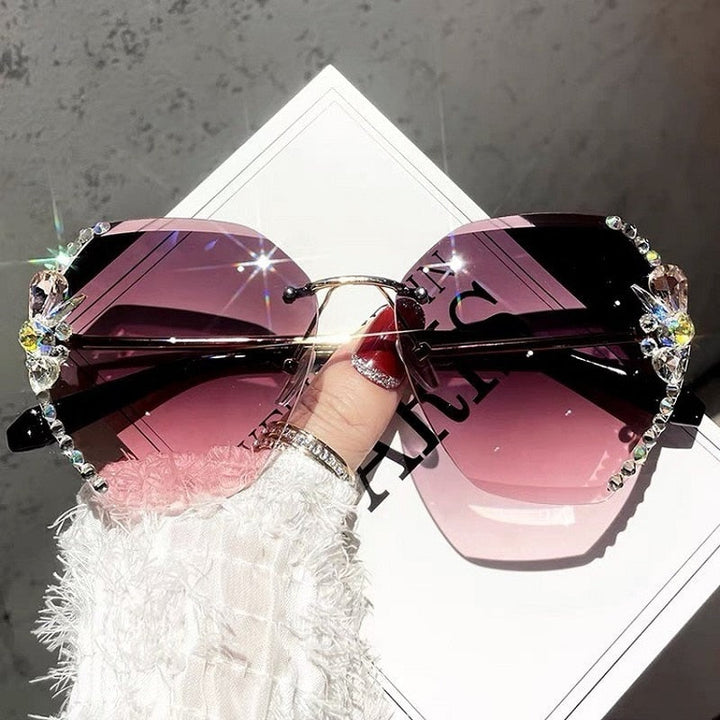 Snygga Dam Solbriller Utan Ramme med Rhinestones