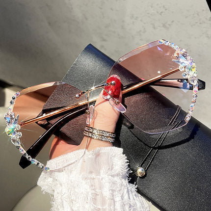 Snygga Dam Solbriller Utan Ramme med Rhinestones