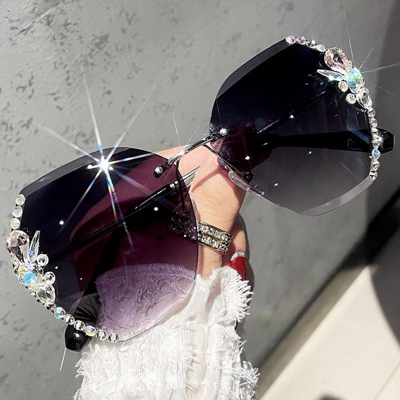 Snygga Dam Solbriller Utan Ramme med Rhinestones