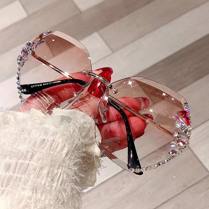 Snygga Dam Solbriller Utan Ramme med Rhinestones