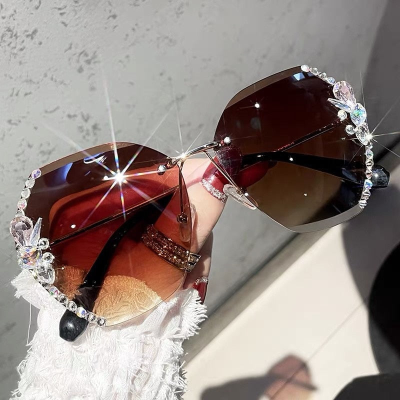 Snygga Dam Solbriller Utan Ramme med Rhinestones