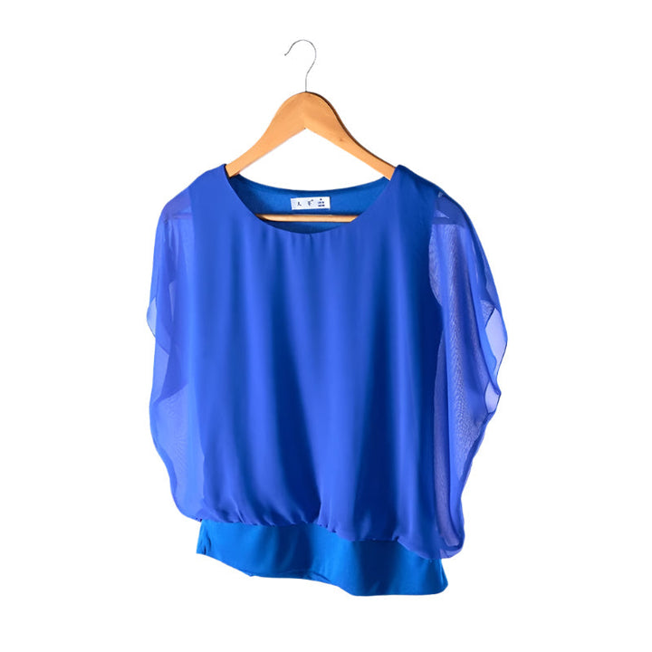 Elegant Damblus med Volanger och Flaggermusermer