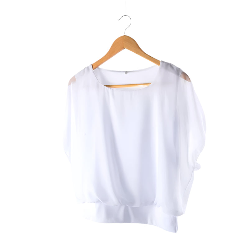 Elegant Damblus med Volanger och Flaggermusermer