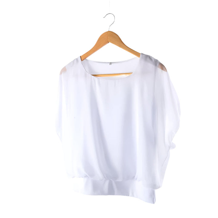 Elegant Damblus med Volanger och Flaggermusermer