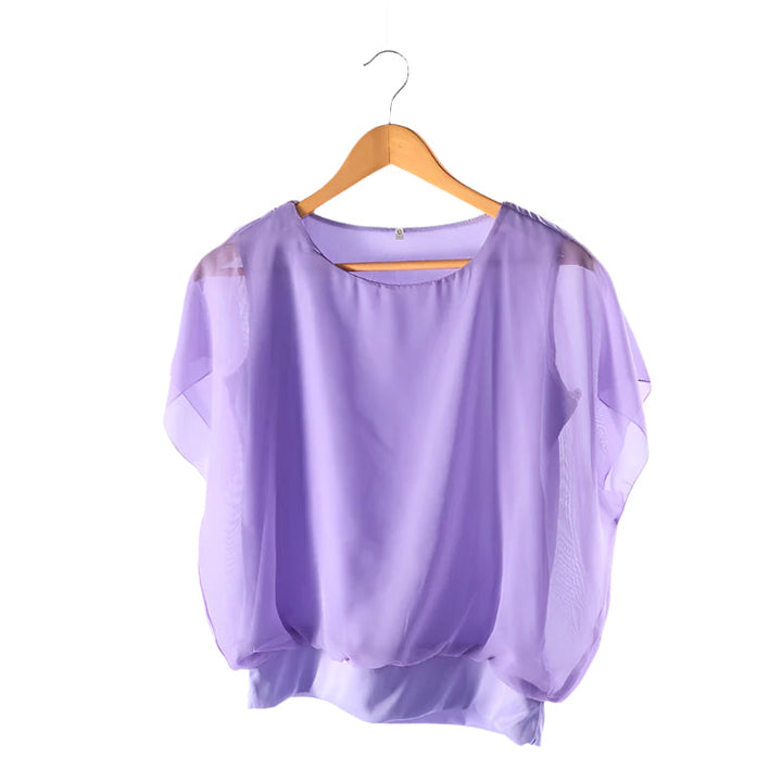 Elegant Damblus med Volanger och Flaggermusermer