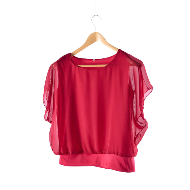 Elegant Damblus med Volanger och Flaggermusermer