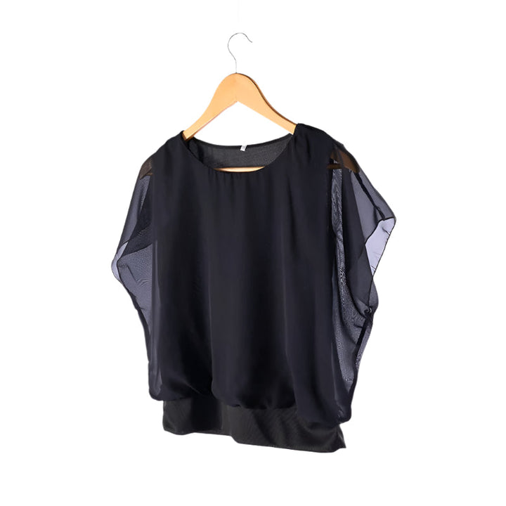 Elegant Damblus med Volanger och Flaggermusermer