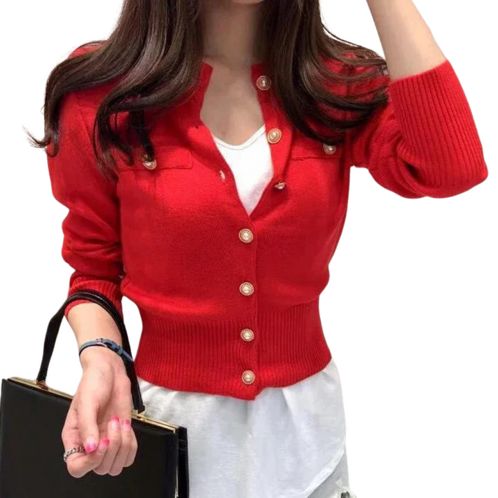 Elegant Enkelbrystet Cardigan för Dam – Perfekt Lagplagg