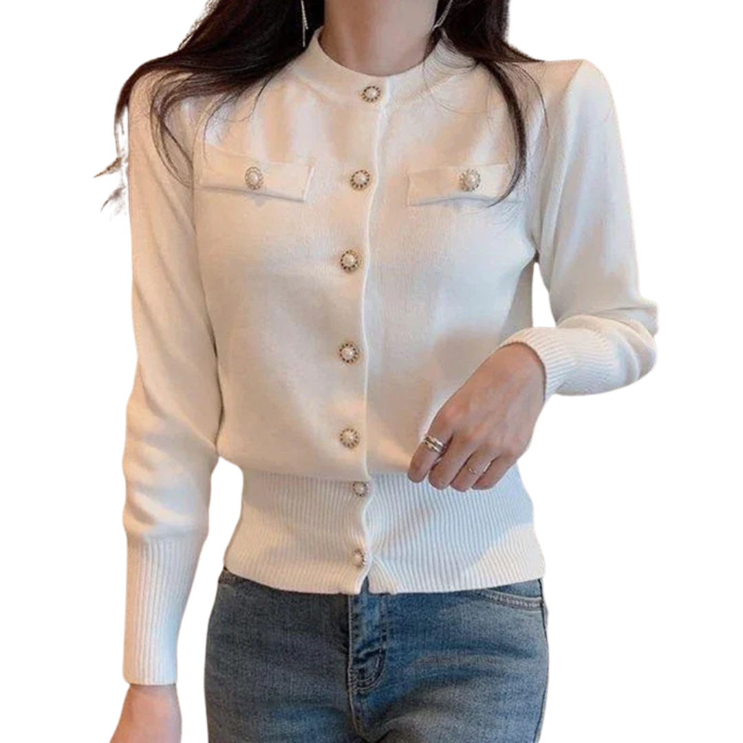 Elegant Enkelbrystet Cardigan för Dam – Perfekt Lagplagg