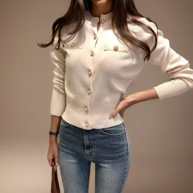 Elegant Enkelbrystet Cardigan för Dam – Perfekt Lagplagg