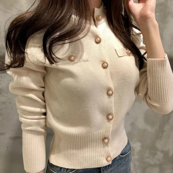 Elegant Enkelbrystet Cardigan för Dam – Perfekt Lagplagg