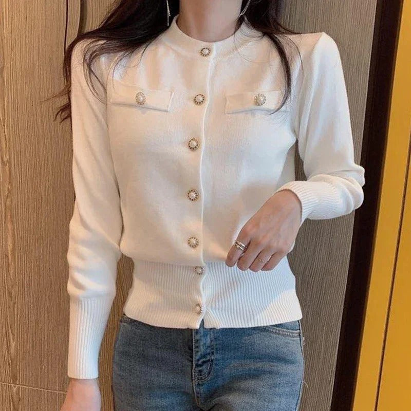 Elegant Enkelbrystet Cardigan för Dam – Perfekt Lagplagg