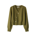 Dam Elegant Cardigan med V-hals och Skjev Knute