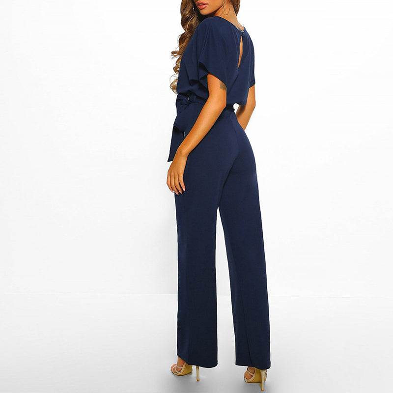 Dam Jumpsuit med Snöring i Midjan – Elegant och Bekväm