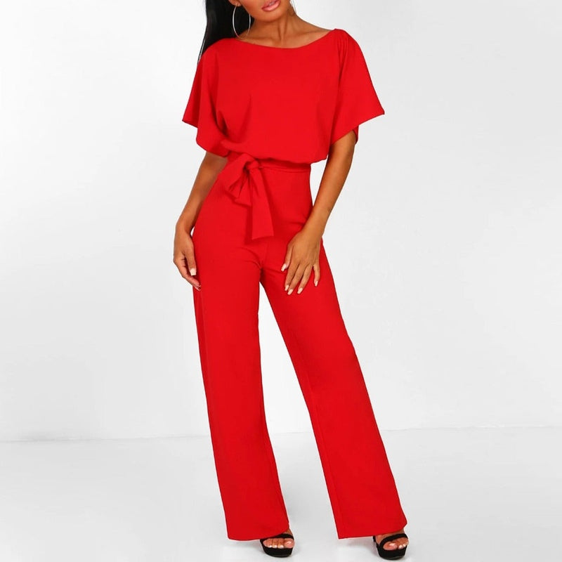Dam Jumpsuit med Snöring i Midjan – Elegant och Bekväm