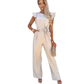 Dam Jumpsuit med Volanger och Vida Ben för Elegant Stil
