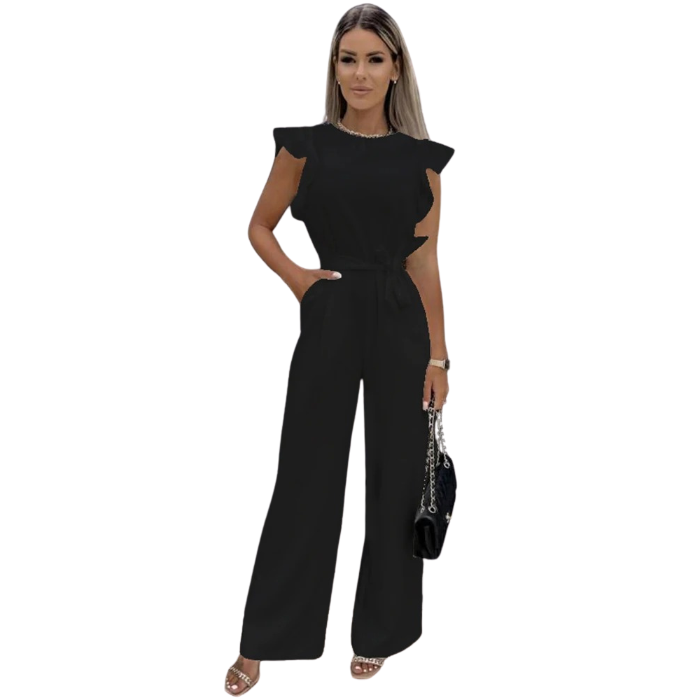 Dam Jumpsuit med Volanger och Vida Ben för Elegant Stil