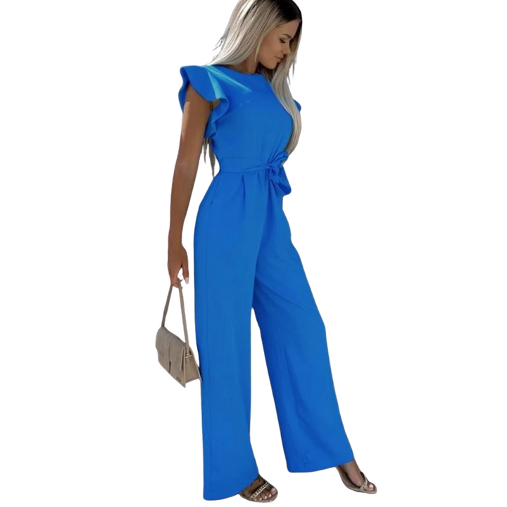 Dam Jumpsuit med Volanger och Vida Ben för Elegant Stil