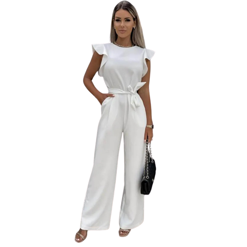 Dam Jumpsuit med Volanger och Vida Ben för Elegant Stil