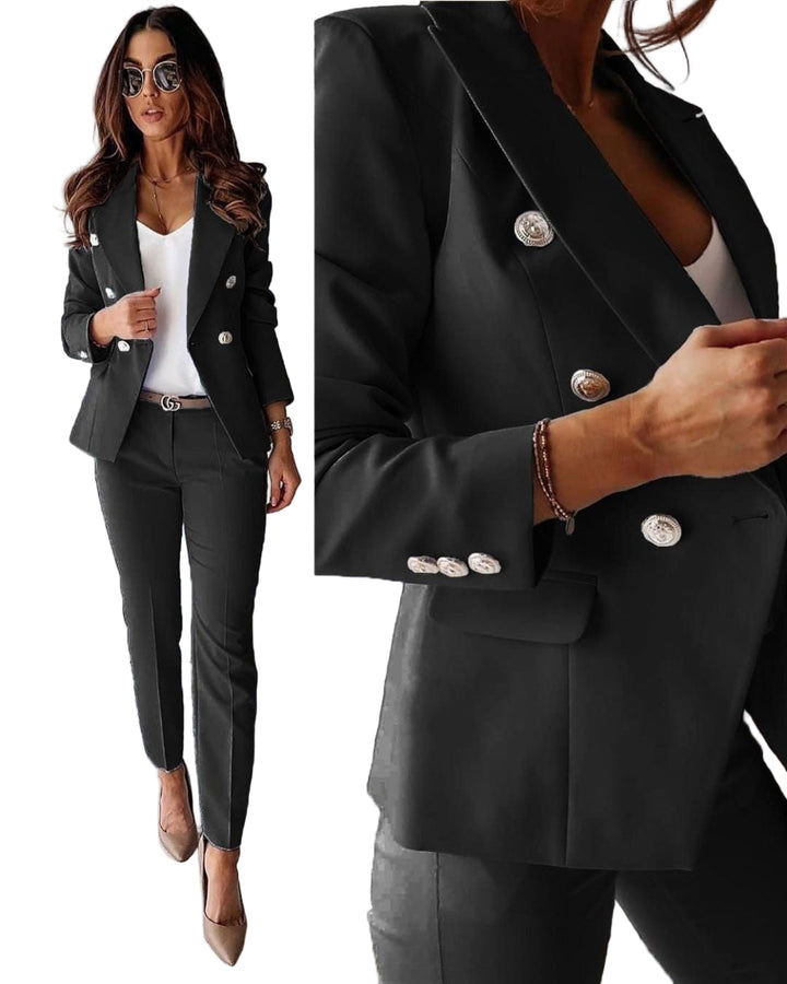 Elegant Kvinna Dobbelkneppet Dress Suit – Skräddarsydd Passform