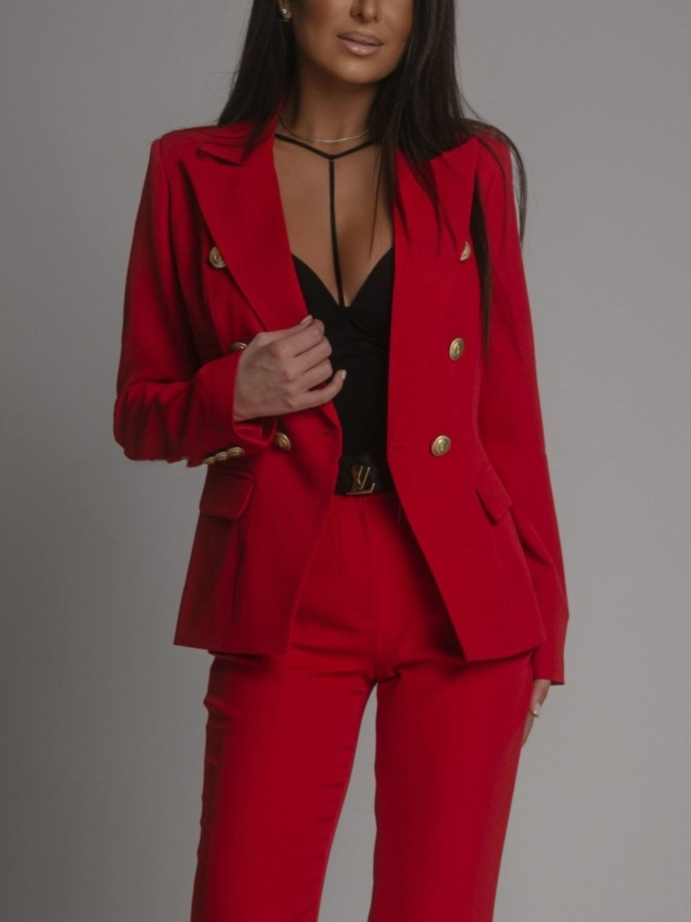 Elegant Kvinna Dobbelkneppet Dress Suit – Skräddarsydd Passform