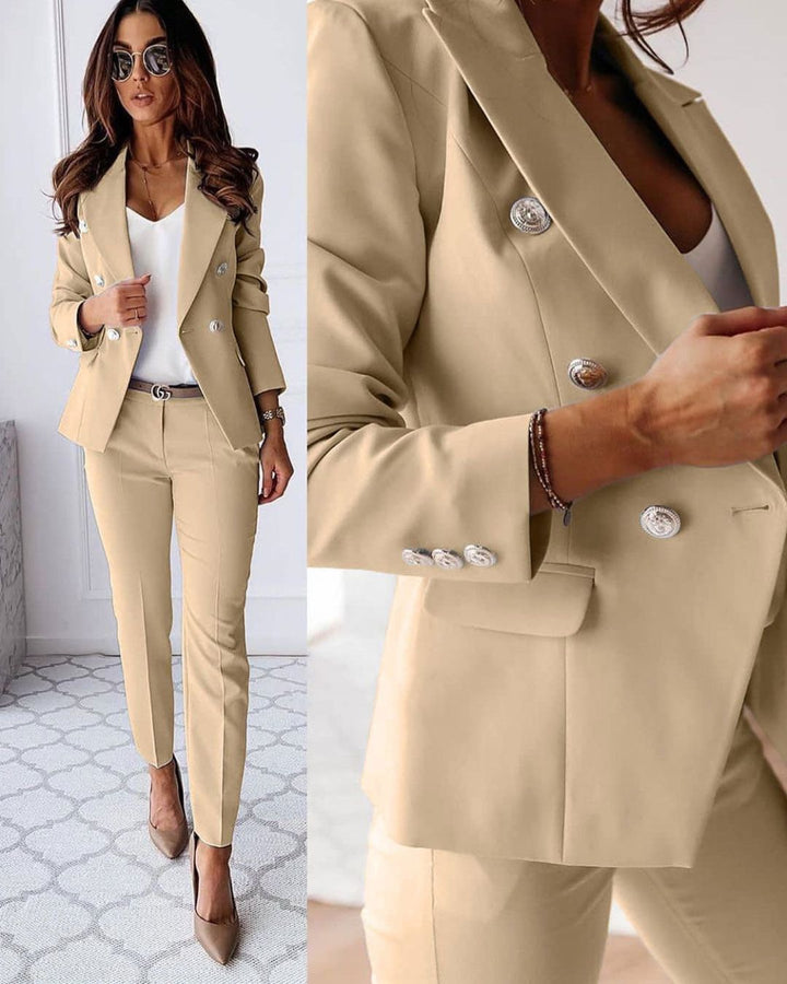 Elegant Kvinna Dobbelkneppet Dress Suit – Skräddarsydd Passform