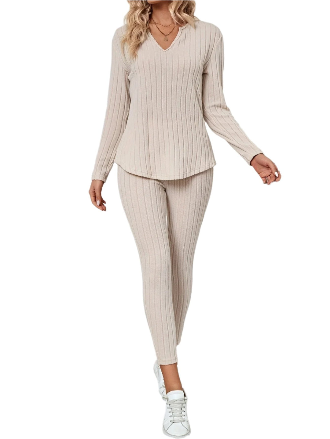 Elegant Enfärgad Jumpsuit med V-hals för Kvinnor