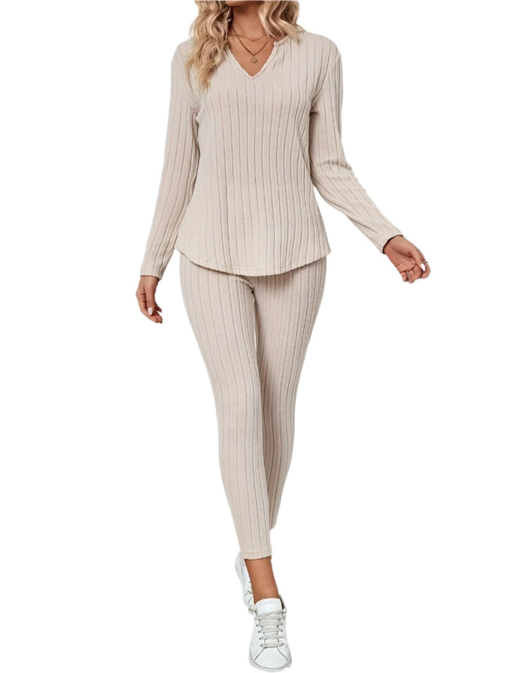 Elegant Enfärgad Jumpsuit med V-hals för Kvinnor