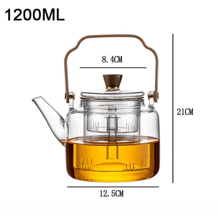 Teekanne i Glas med Trehåndtak – Elegant Design för Tedrikking