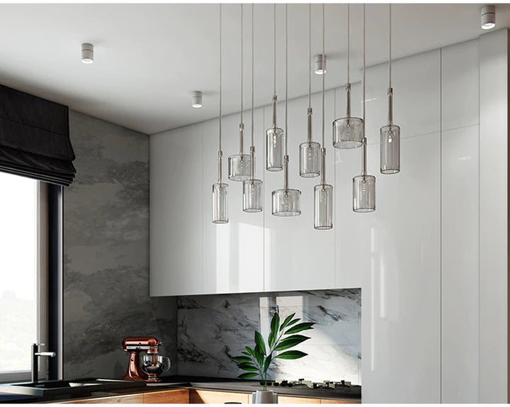 Elegant Glasstaklampe för Spisebord – Skapa Stämning