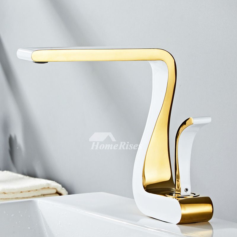 Elegant Baderomskran med Enkelt Håndtak – Guld eller Vit/Guld