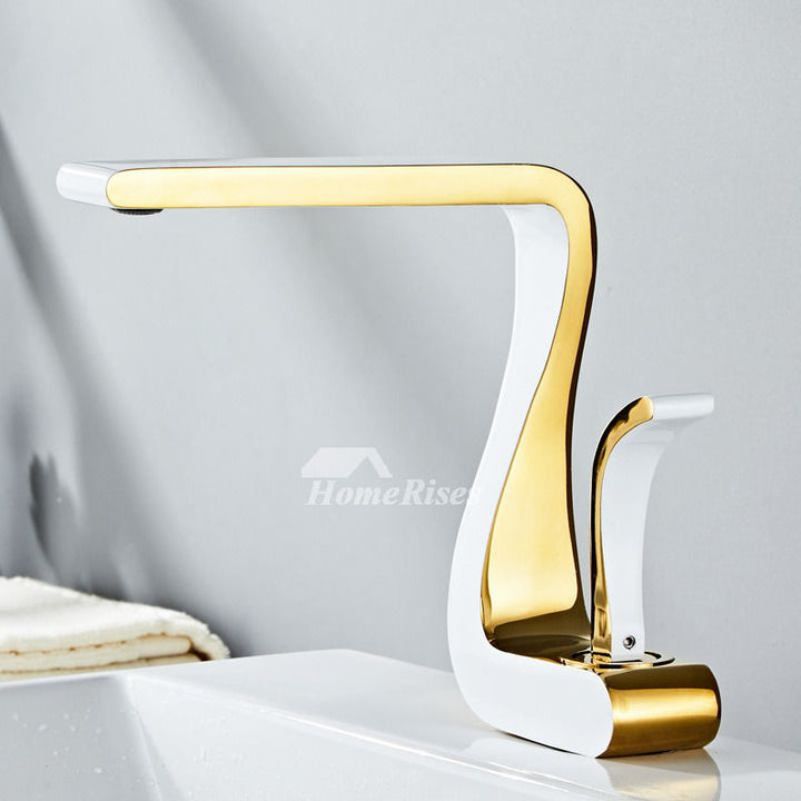 Elegant Baderomskran med Enkelt Håndtak – Guld eller Vit/Guld