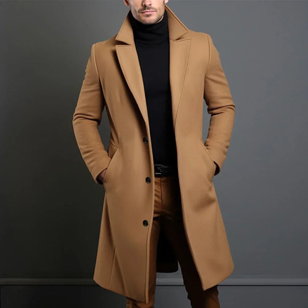 Herr Klassisk Overcoat med Skräddarsydd Passform