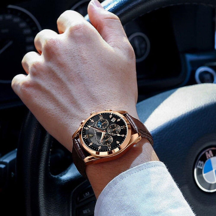 Elegant Analoge Herrearmbåndsur med Rem