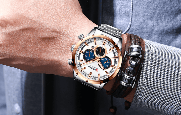 Elegant Herr Kronograf Klocka med Rem