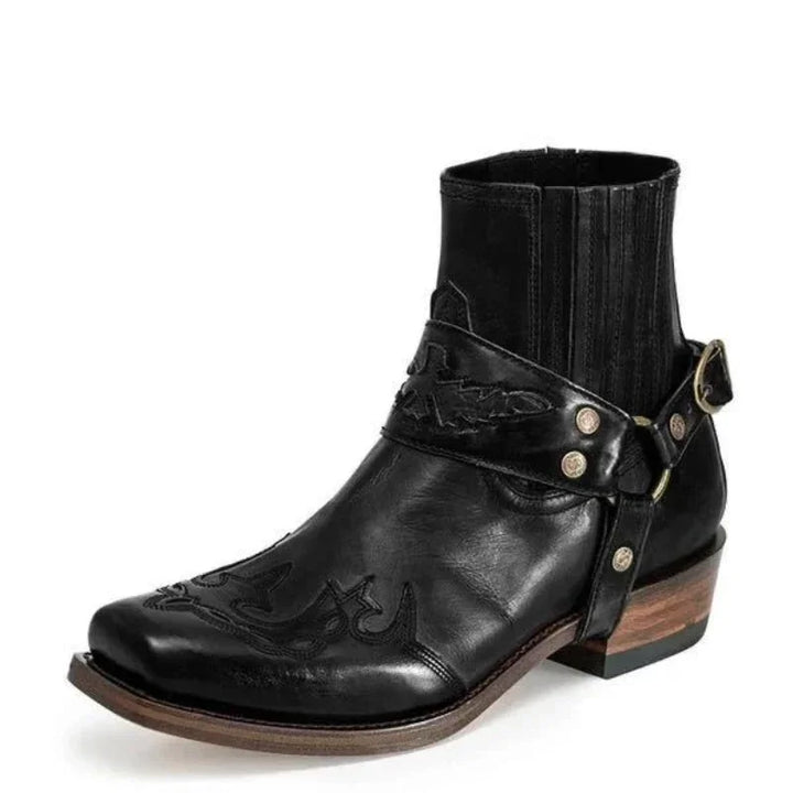 Elegant Herrestövlett med Låg Häl och Vintage Broderi