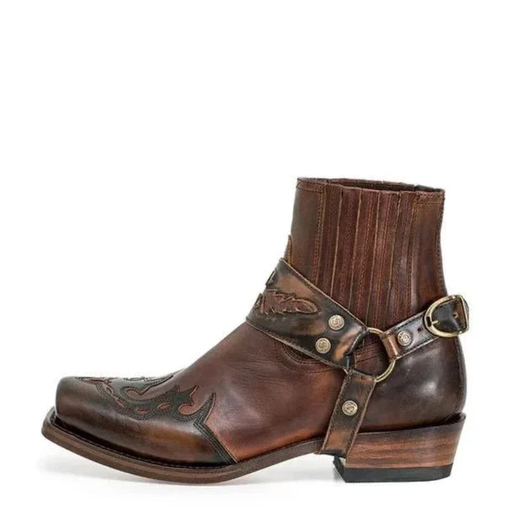 Elegant Herrestövlett med Låg Häl och Vintage Broderi