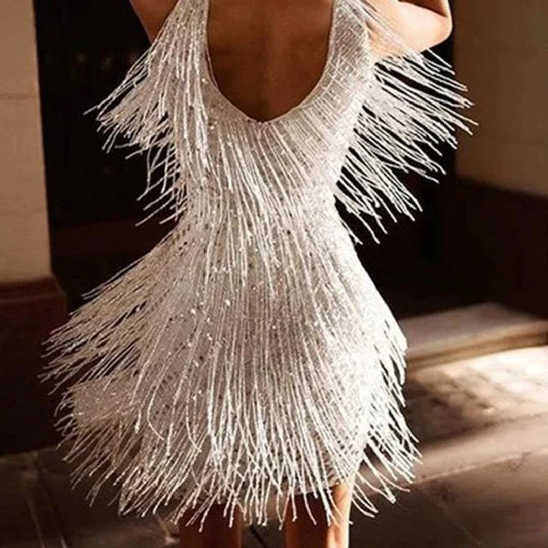 Elegant sommerminikjole med dusker | Flapper stil