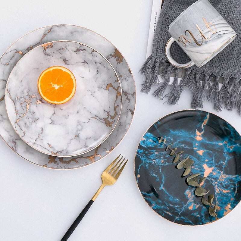 Elegant Keramisk Marmorplate – För Raffinerte Måltider Hemma