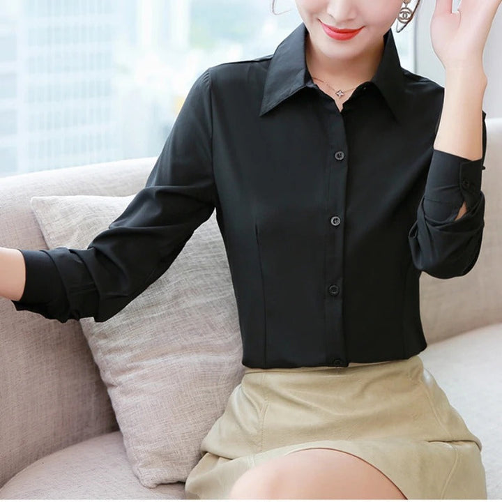 Kvinnor Långärmad Kontorbluse – Elegant &amp; Bekväm