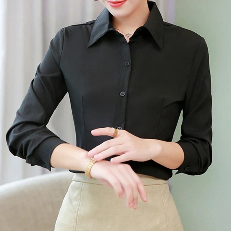 Kvinnor Långärmad Kontorbluse – Elegant &amp; Bekväm